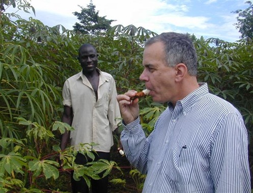 Mike eating sugar cane